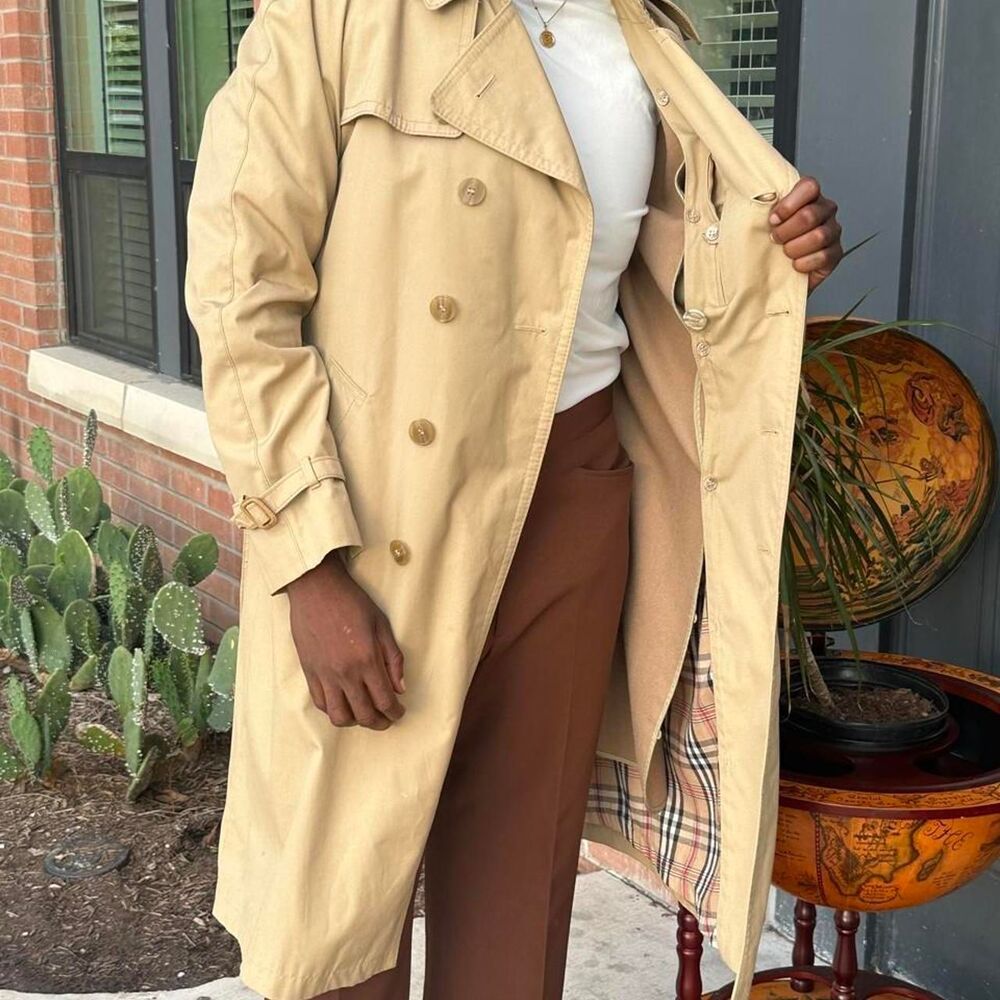 vintage trench coat with Burberry pattern lining